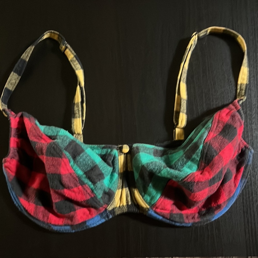 Eileen West D34 Vintage primary colored checkered bra